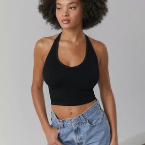 Urban Outfitters Out From Under Jackie Seamless Halter Bra Top, Size S, Black